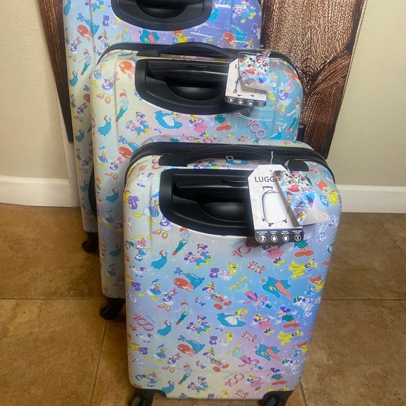 Bioworld Exclusive Disney 100 Characters Limited Edition Luggage Set 20” 24” 28” - Picture 2 of 8